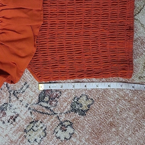 Monteau Orange Smocked Ruffled On or Off Shoulder Crop Top - Size XL - Picture 11 of 11